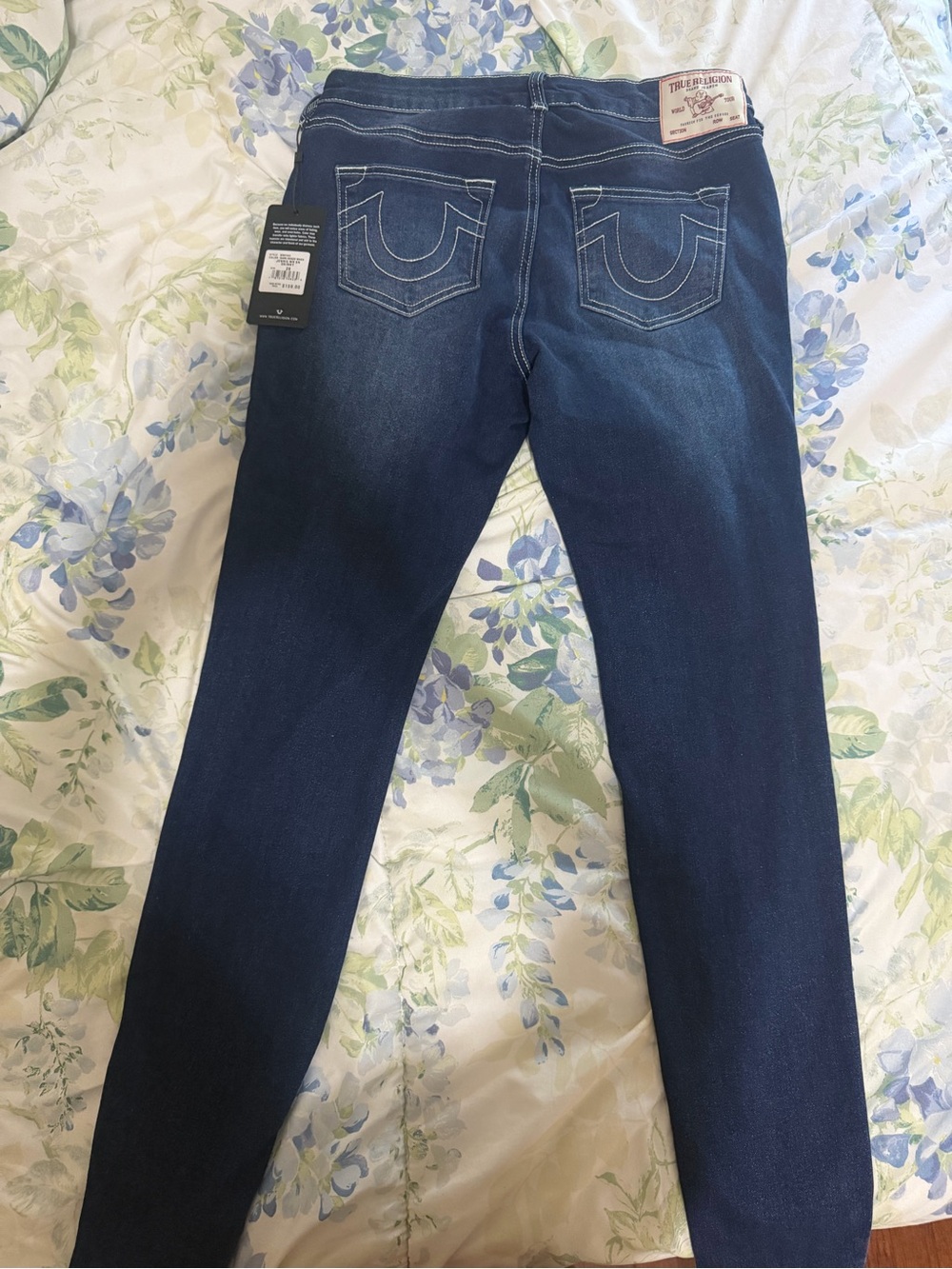 True Religion Women's Indigo Skinny Jeans with Signature Pocket Stitching